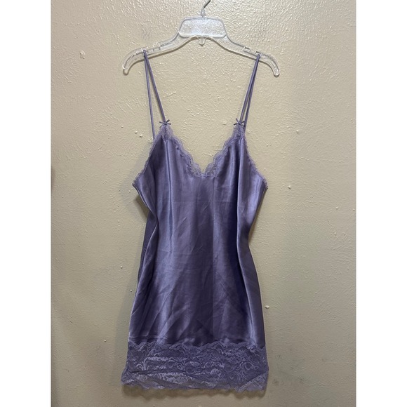 Victoria's Secret Other - Victoria's Secret Lavender Satin Lace Trim Slip Dress‎ Camisole Lingerie M